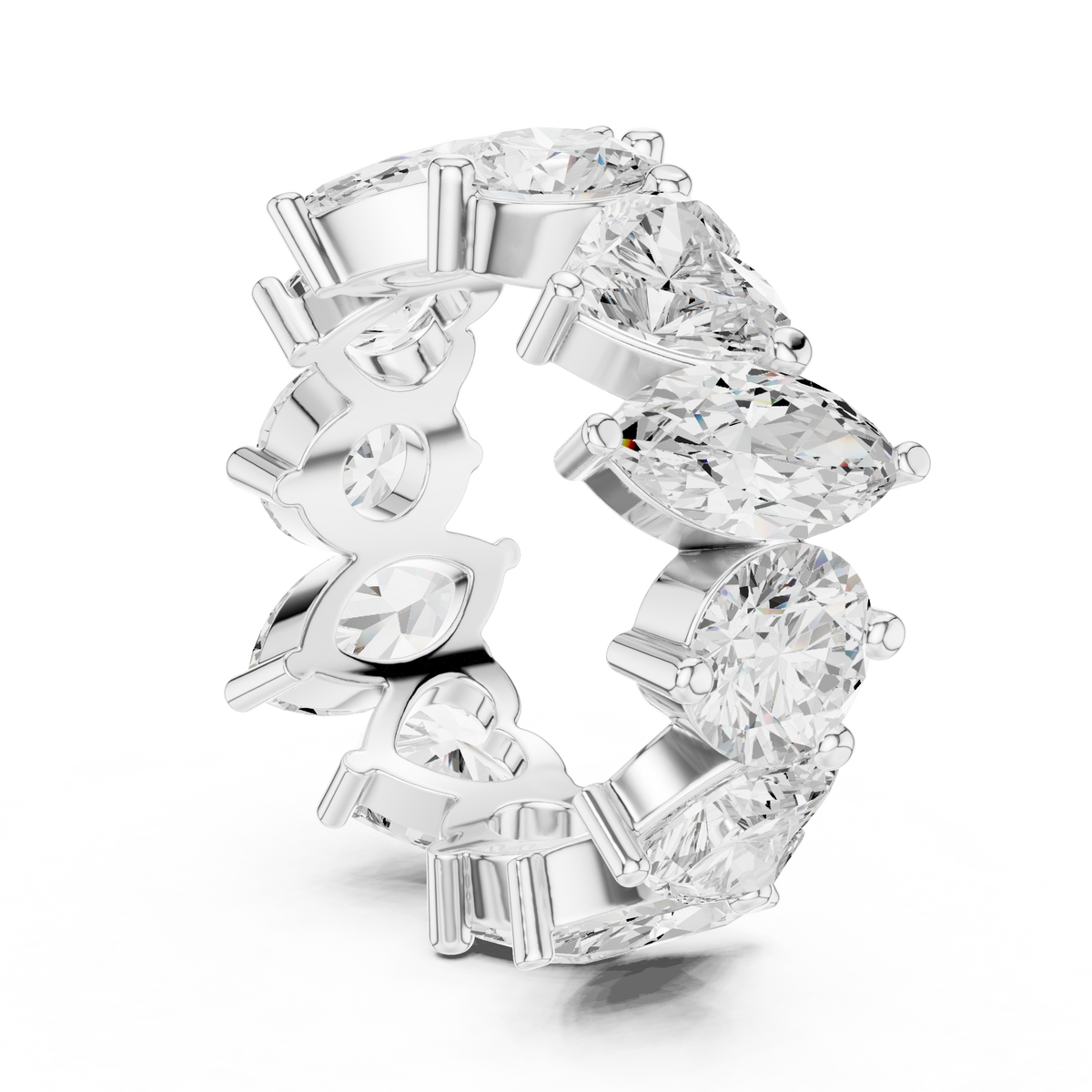 Multi Shape Lab Diamond Pave Setting Wedding Band - View 12
