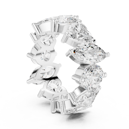Multi Shape Lab Diamond Pave Setting Wedding Band - View 12