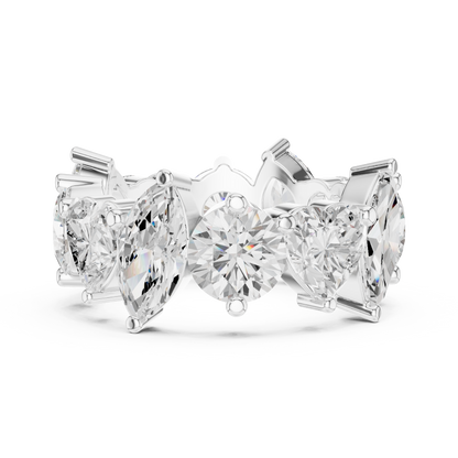 Multi Shape Lab Diamond Pave Setting Wedding Band - View 3