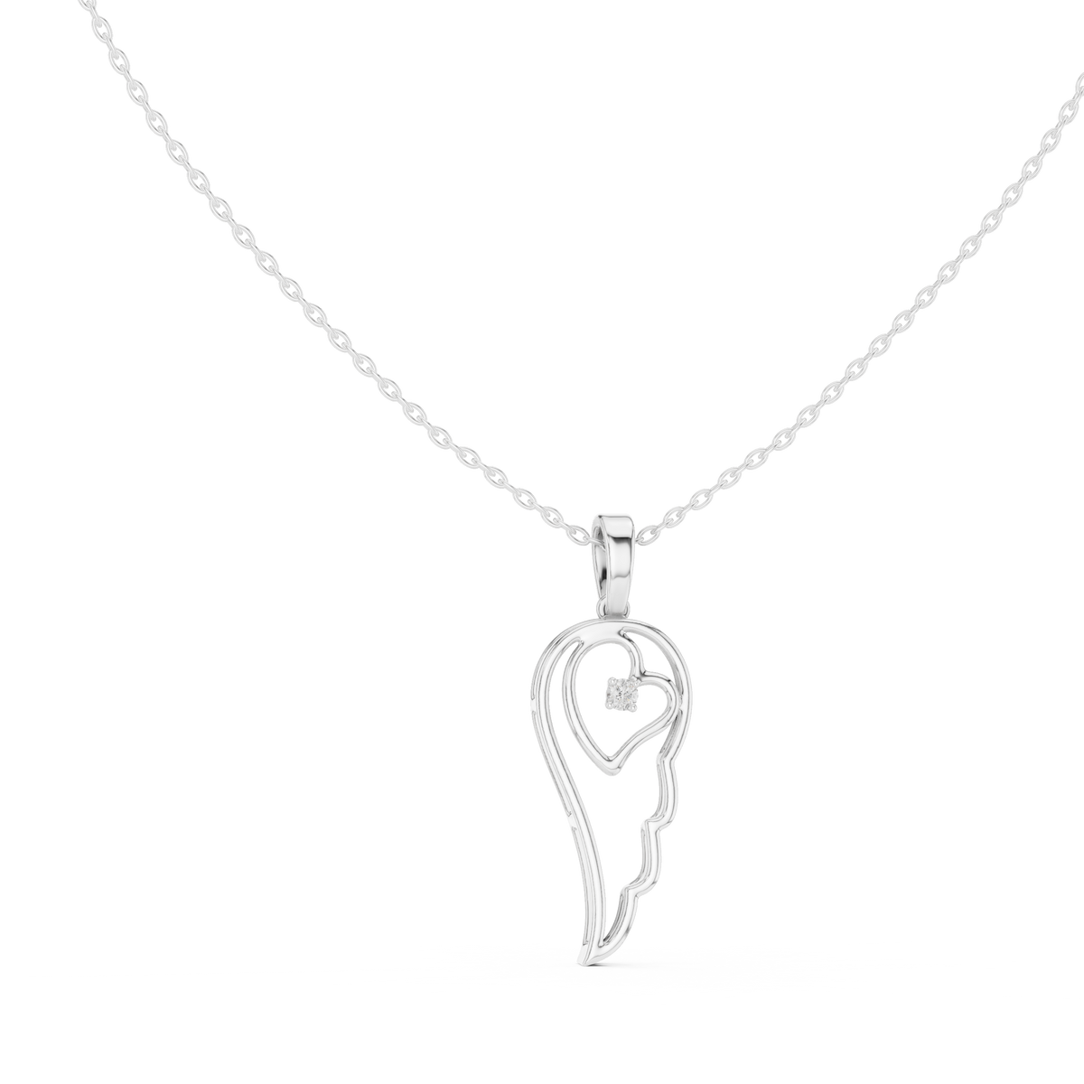 Abstract Spiritual Silhouette Charm Pendant with Round Lab Grown Diamond - View 3