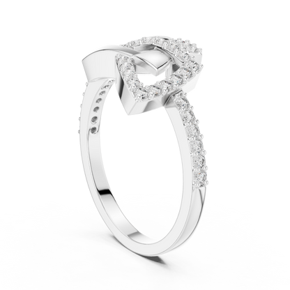Interlocking Geometric Pave Round Lab Diamond Statement Engagement Ring - View 7