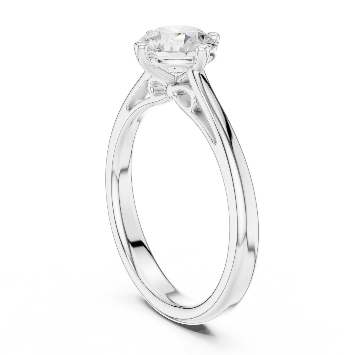 Round Lab Diamond Solitaire Engagement Ring - View 7