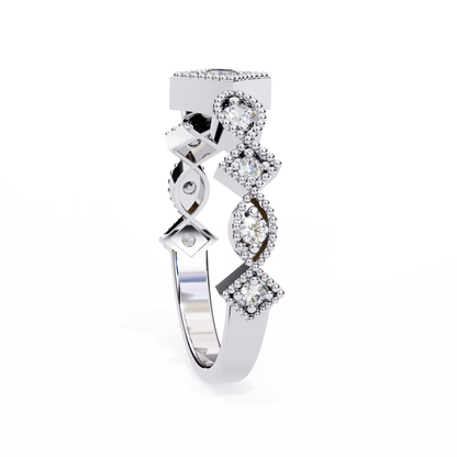 Princess Cut Chevron Lab Diamond Stackable Wedding Band Ring - View 9