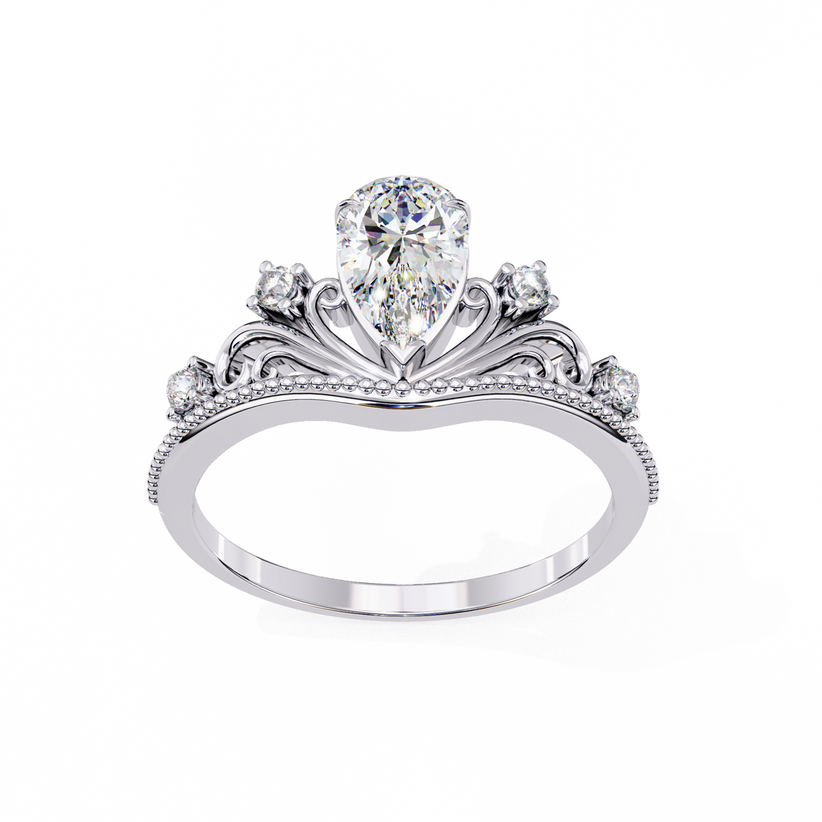 vintage pear cut lab diamond wedding ring for women - view 7