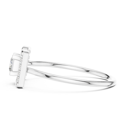 Princess Cut Geometric Pave Split Shank Lab Diamond Ring - View 9