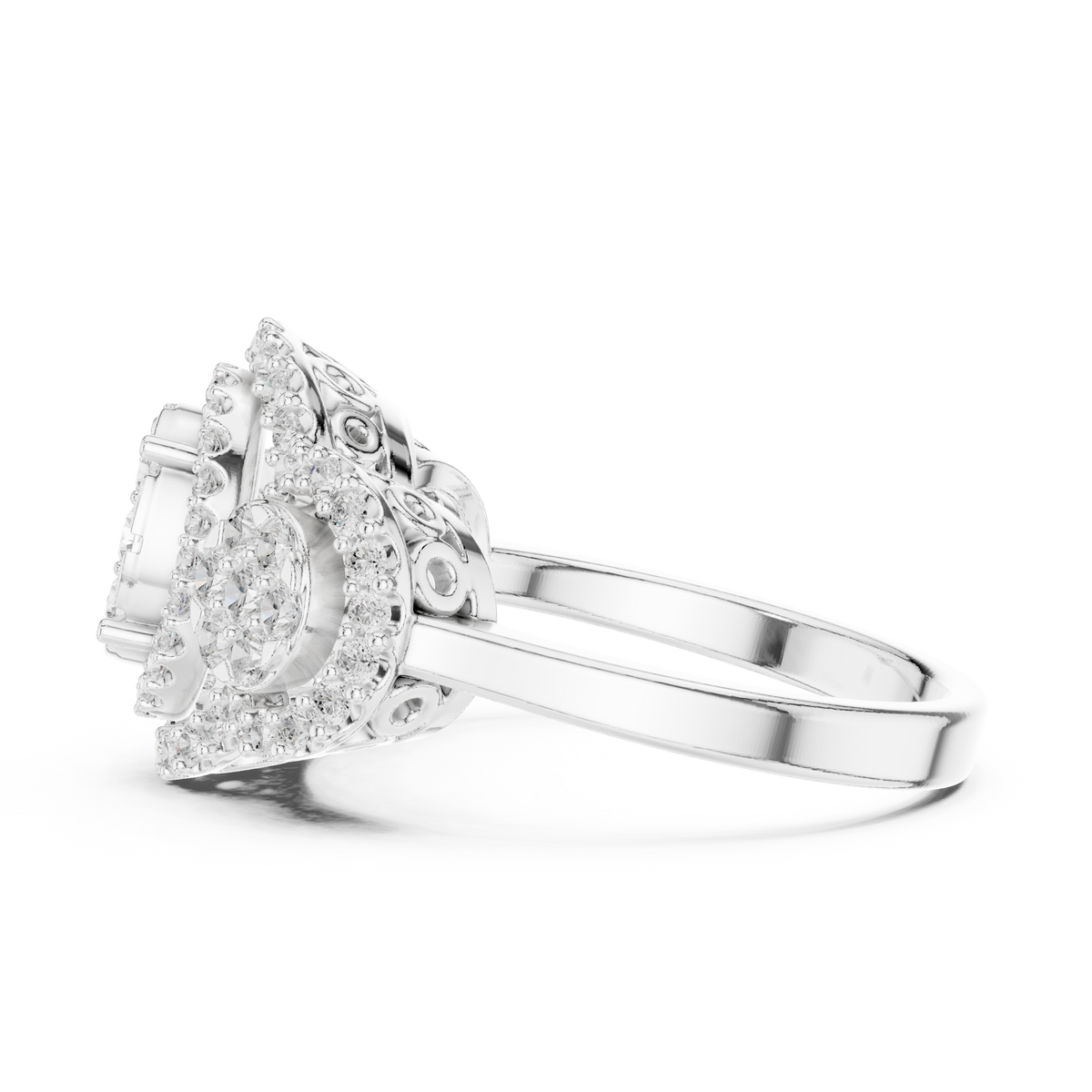 Triple Halo Lab Grown Diamond Cluster Statement Ring - View 9