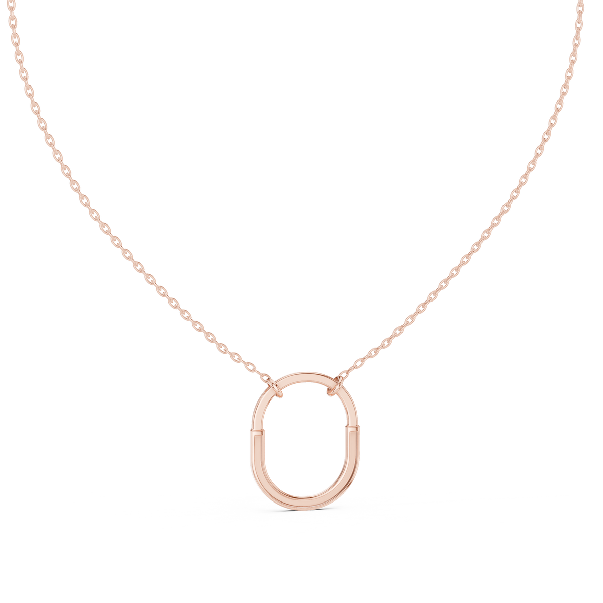 U Shape Hardware Pattern Statement Pendant with Round Lab Grown Diamond - View 8