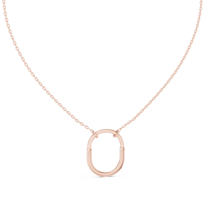 U Shape Hardware Pattern Statement Pendant with Round Lab Grown Diamond - View 8