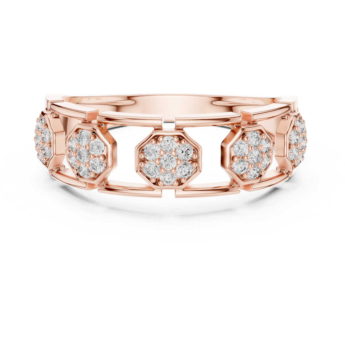 Round Cut Lab Diamond Openwork Band Ring - View 2