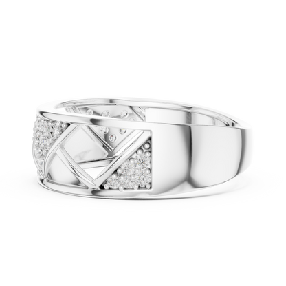 Round Cut Moissanite Diamond Men's Triangular Pave Pattern Statement Ring - View 12