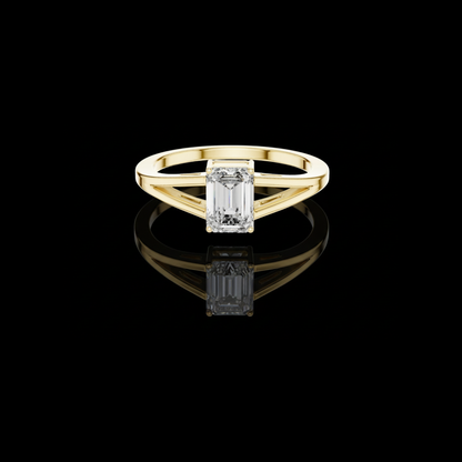 Emerald Cut Moissanite Diamond Split Shank Solitaire Ring