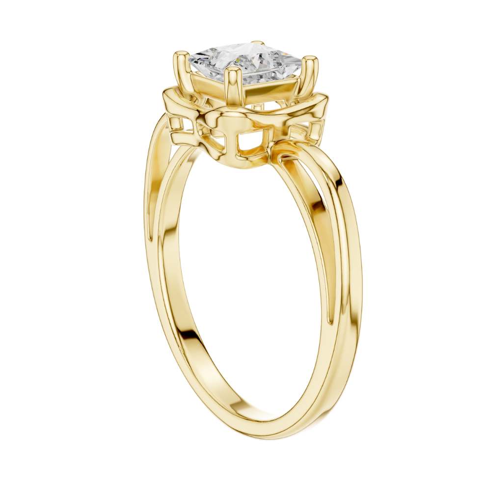 princess cut lab diamond solitaire ring split shoulder setting - view 10