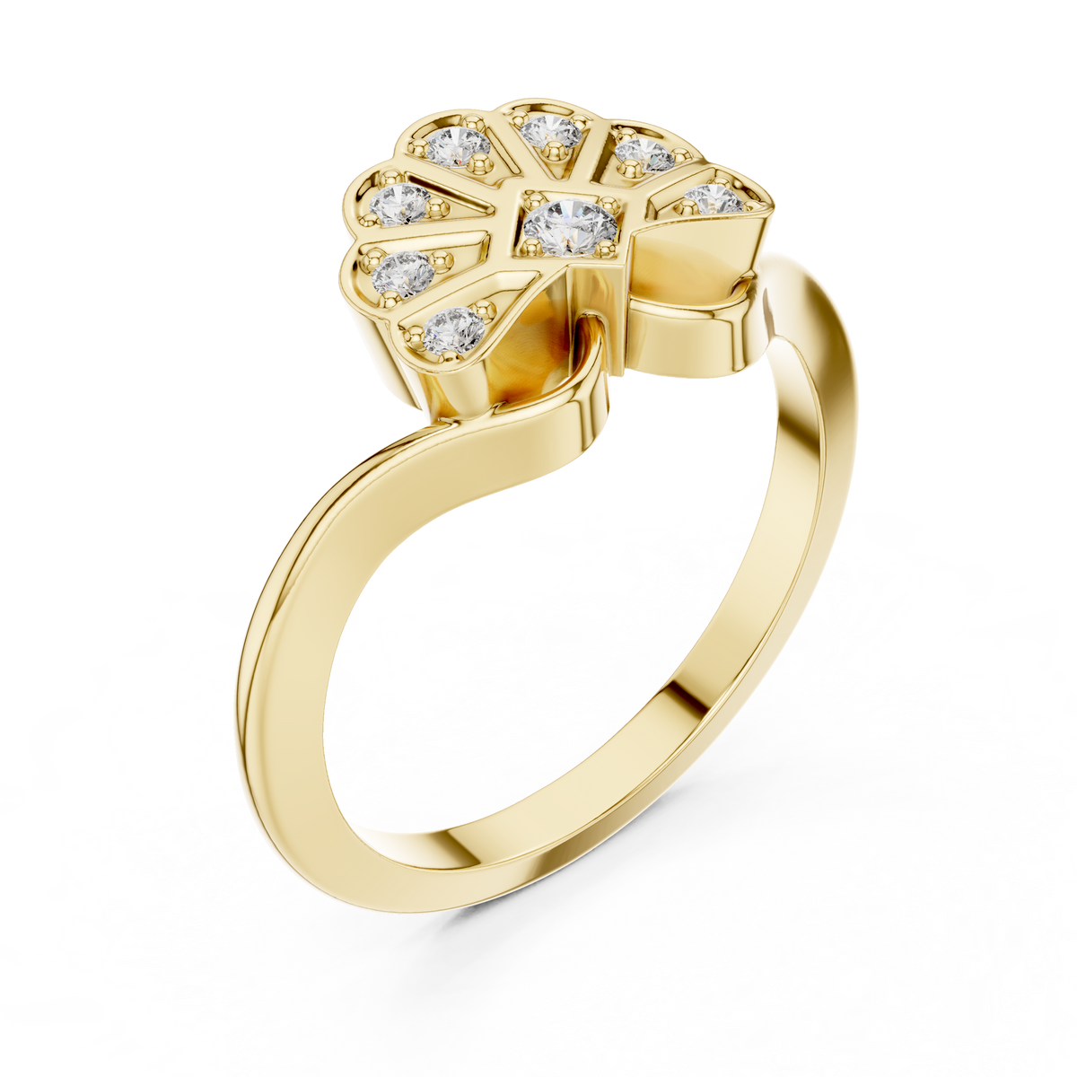nature inspired leaf moissanite diamond ring - view 10