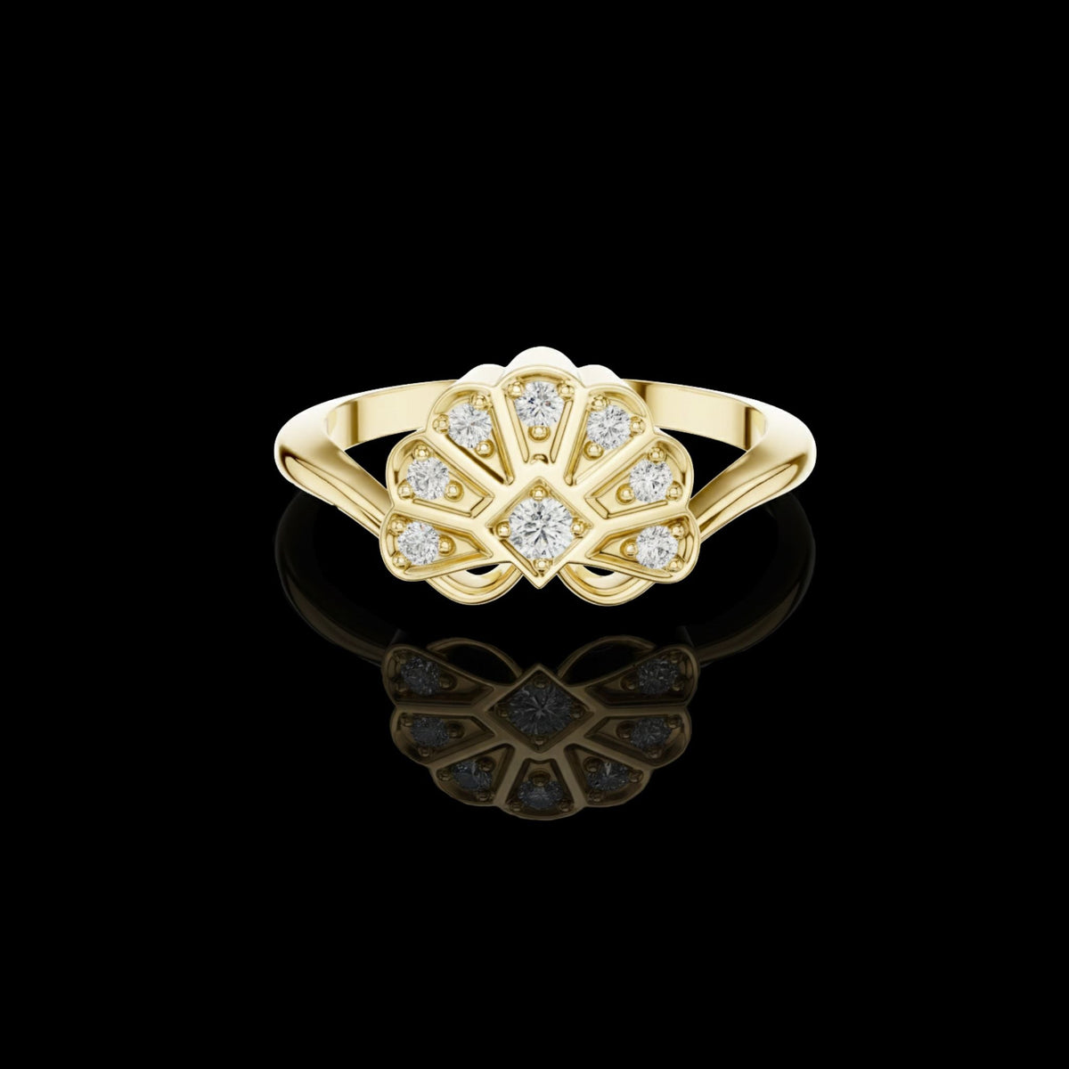 Nature Inspired Leaf Moissanite Diamond Ring