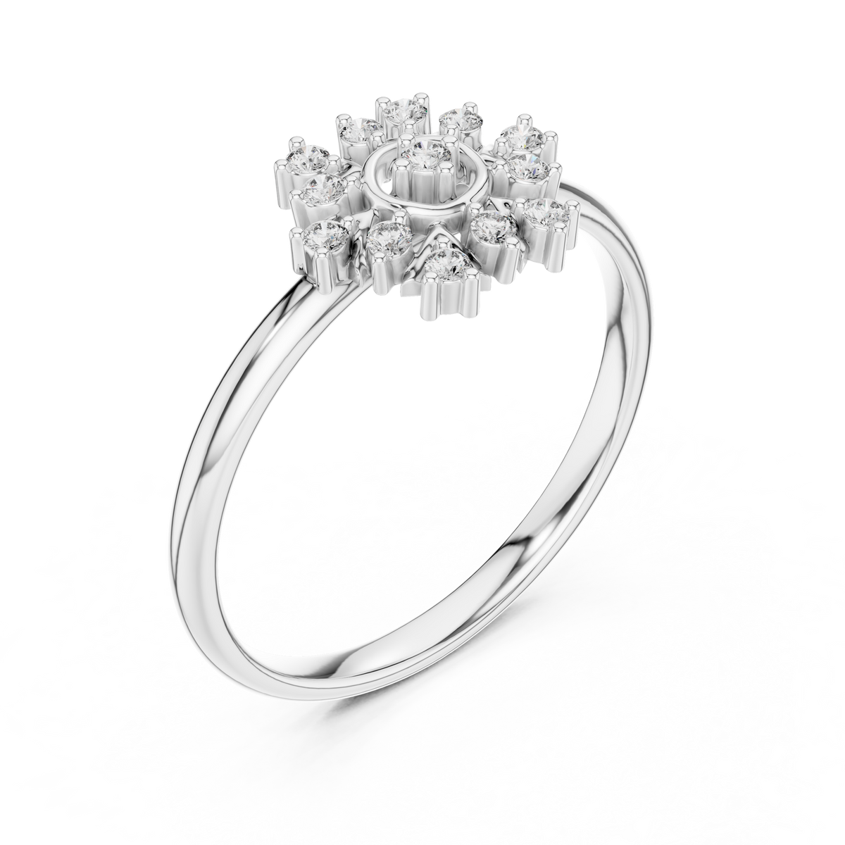 Round Lab Diamond Nature Inspired Cluster Ring - View 4
