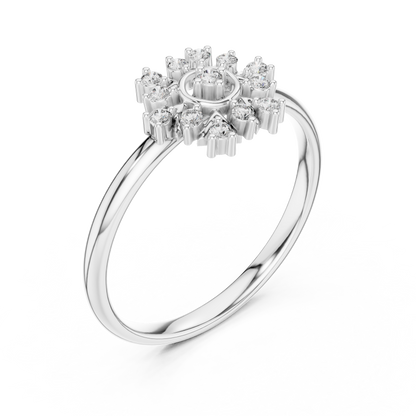 Round Lab Diamond Nature Inspired Cluster Ring - View 4