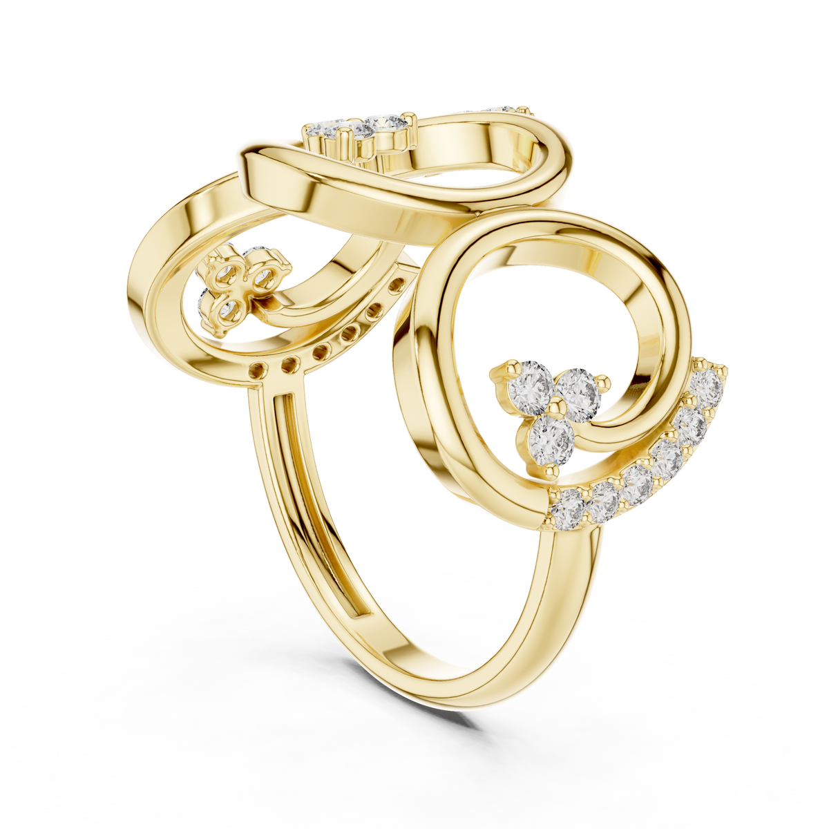 Open Circle Pavé Round Lab Diamond Geometric Statement Ring - View 10