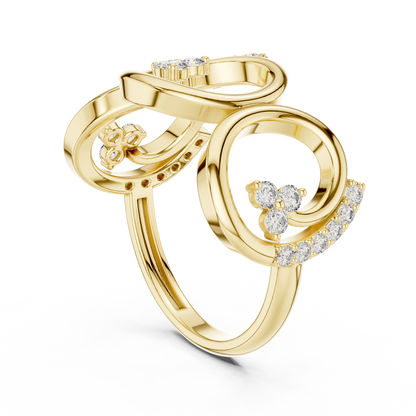 Open Circle Pavé Round Moissanite Diamond Geometric Statement Ring - View 10