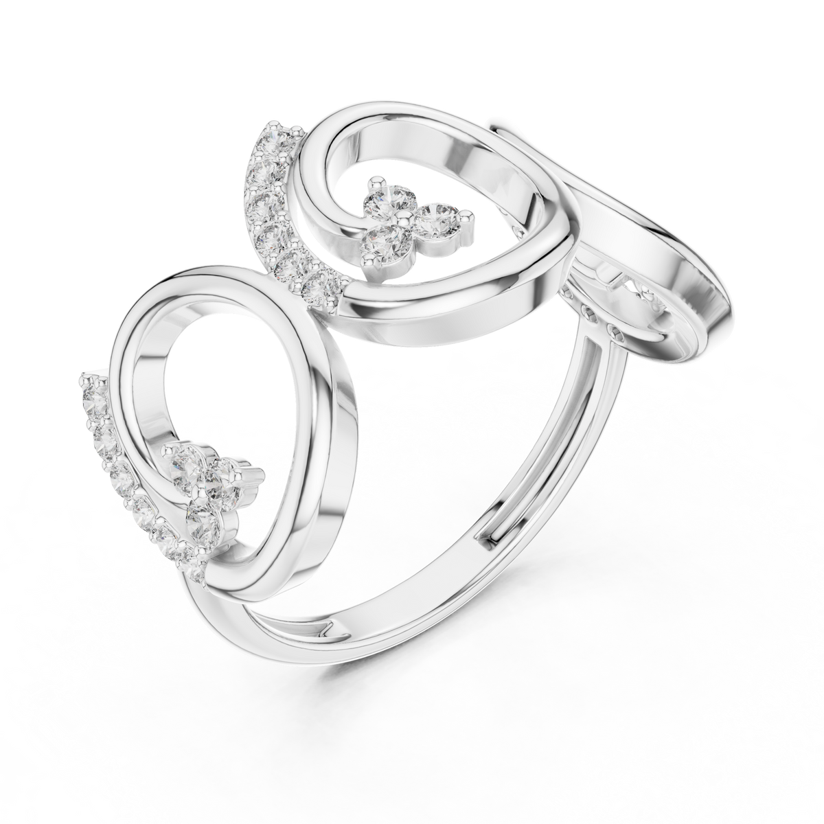 open circle pavé round lab diamond geometric statement ring - view 6