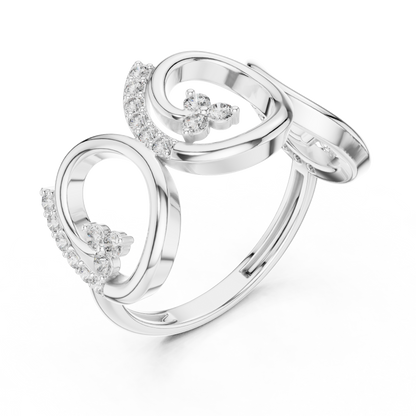 Open Circle Pavé Round Lab Diamond Geometric Statement Ring - View 6
