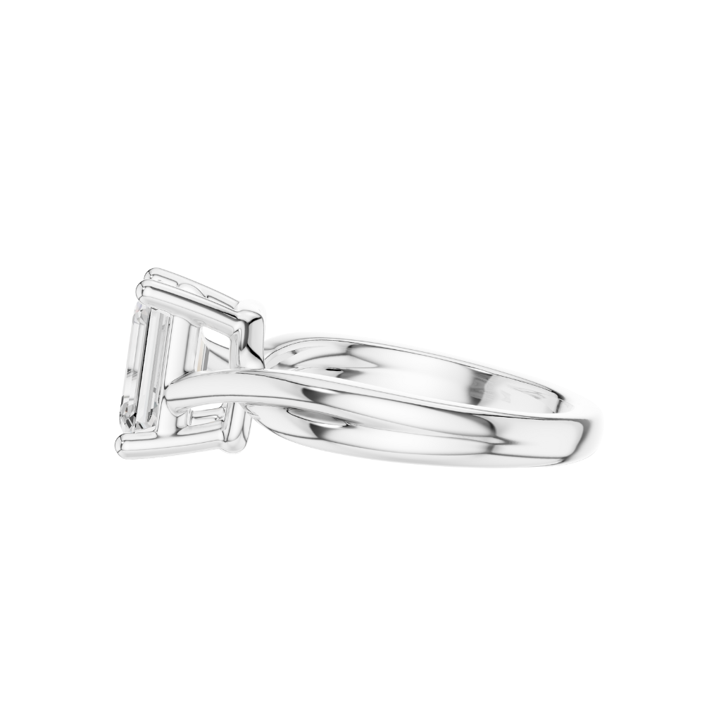 emerald cut solitaire twisted split shank moissanite diamond ring - view 6