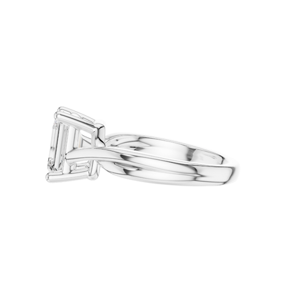 Emerald Cut Solitaire Twisted Split Shank Moissanite Diamond Ring - View 6