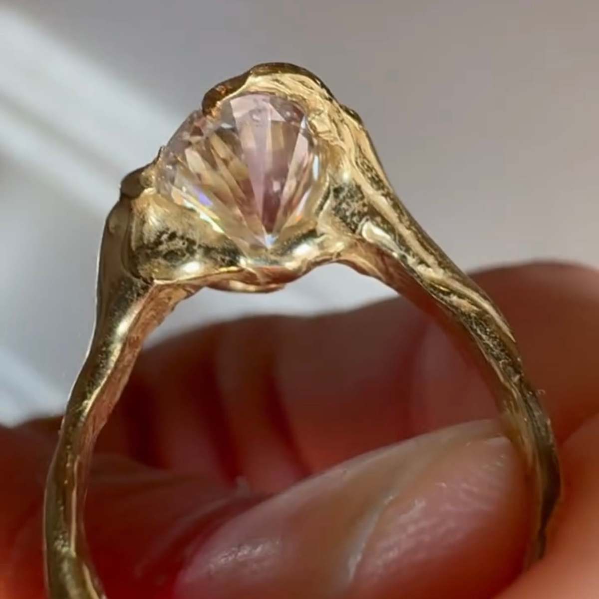 Oval Cut Lab Diamond Bezel Set Unique Style Solitaire Ring - View 4