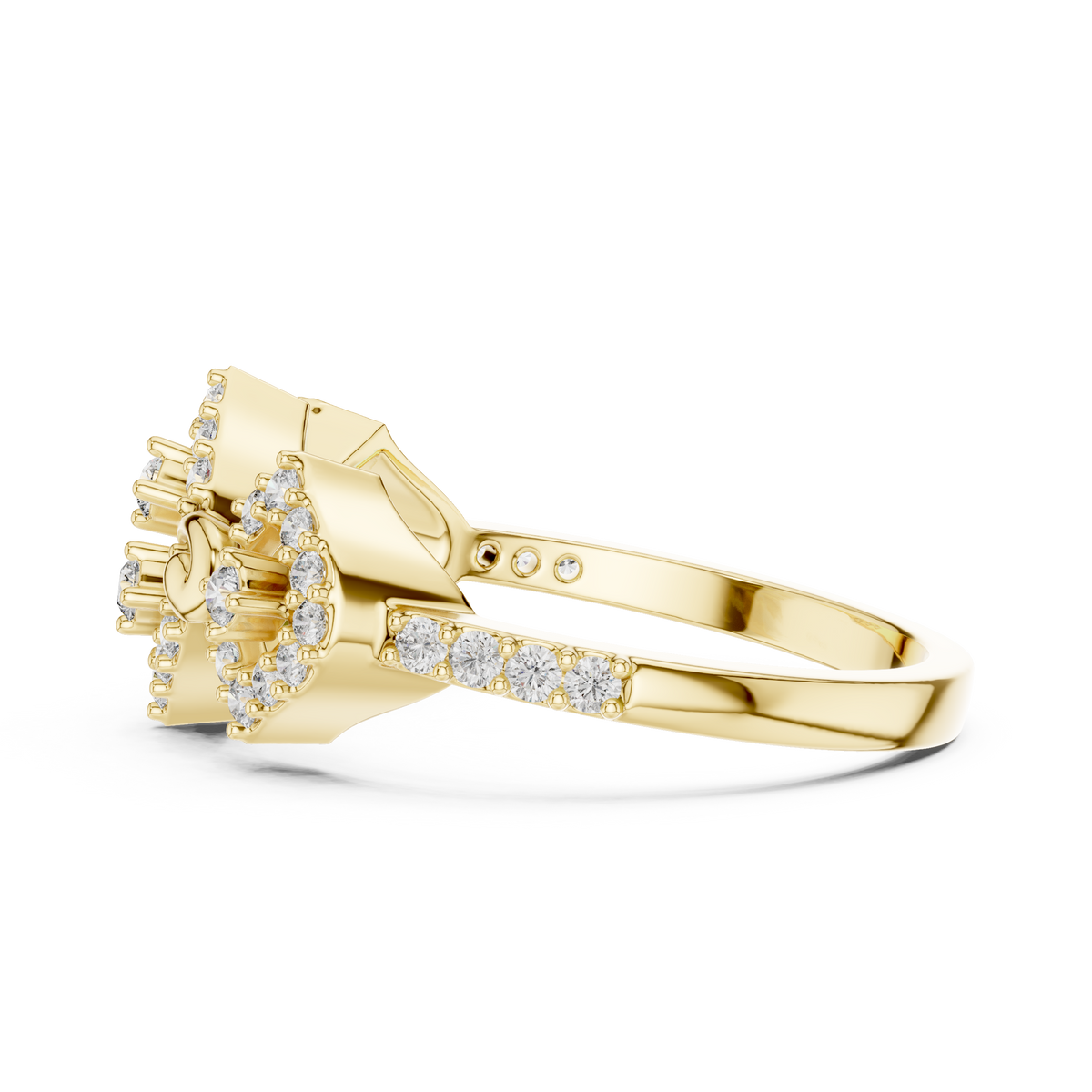 Round Cut Crown Moissanite Diamond Statement Ring - View 8