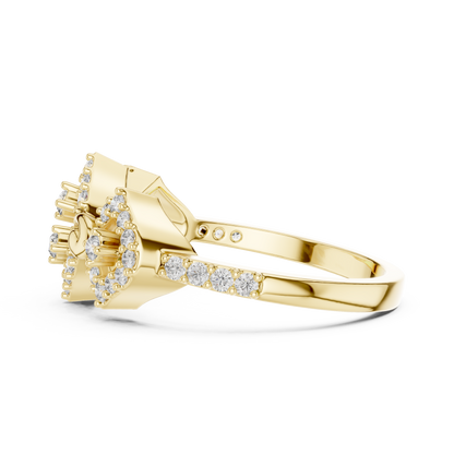Round Cut Crown Moissanite Diamond Statement Ring - View 8
