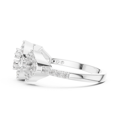 Round Cut Crown Moissanite Diamond Statement Ring - View 10