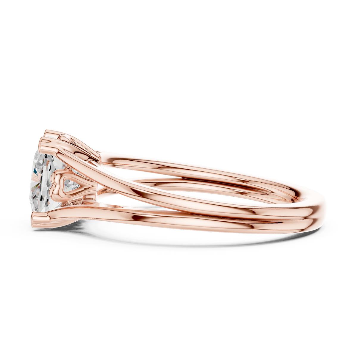 Split Shank Cushion Cut Lab Diamond Solitaire Rings - View 9