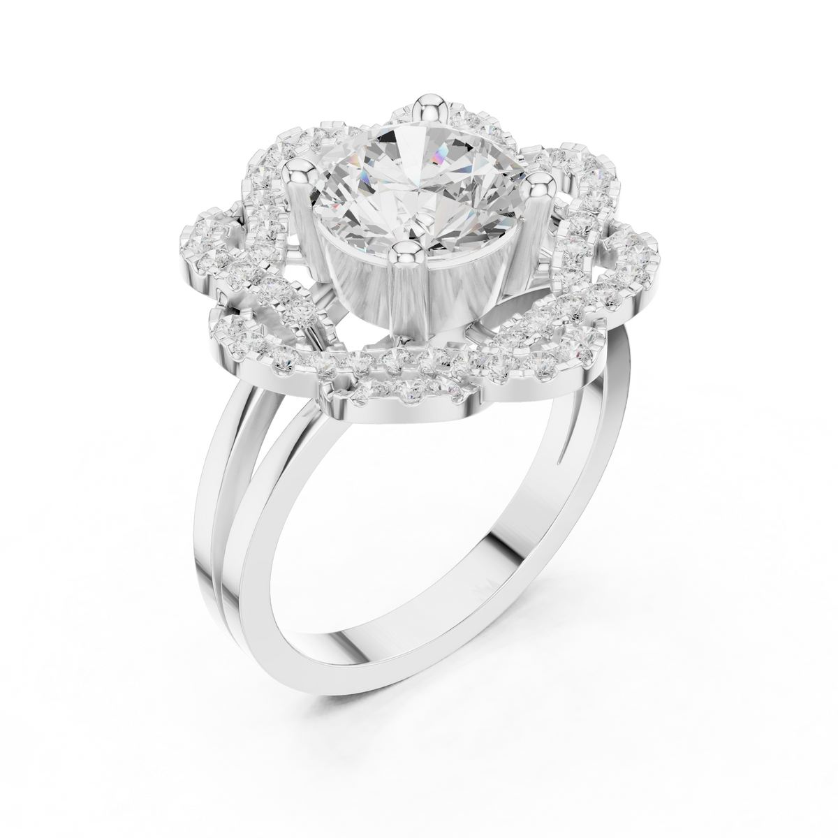 Floral Round Cut Moissanite Diamond Statement Wedding Ring For Her - View 6