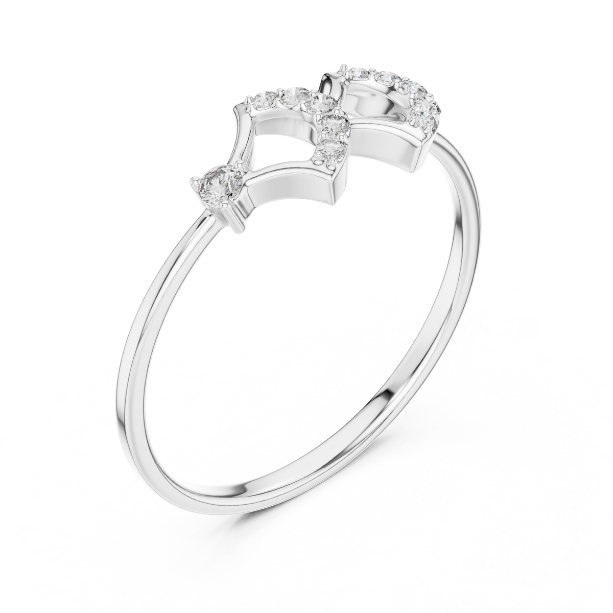Geometric Open Double Chevron Lab Diamond Stackable Engagement Ring - View 4