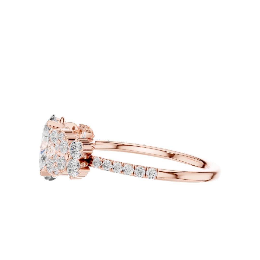 oval lab diamond cluster setting engagement ring - view 8