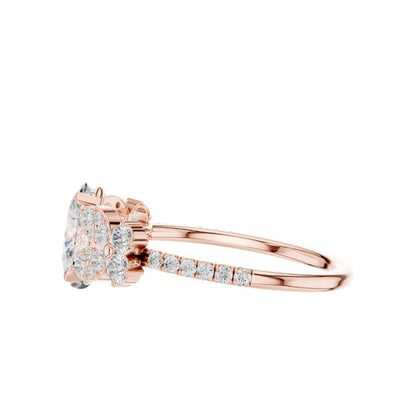 Oval Lab Diamond Cluster Setting Engagement Ring - View 8