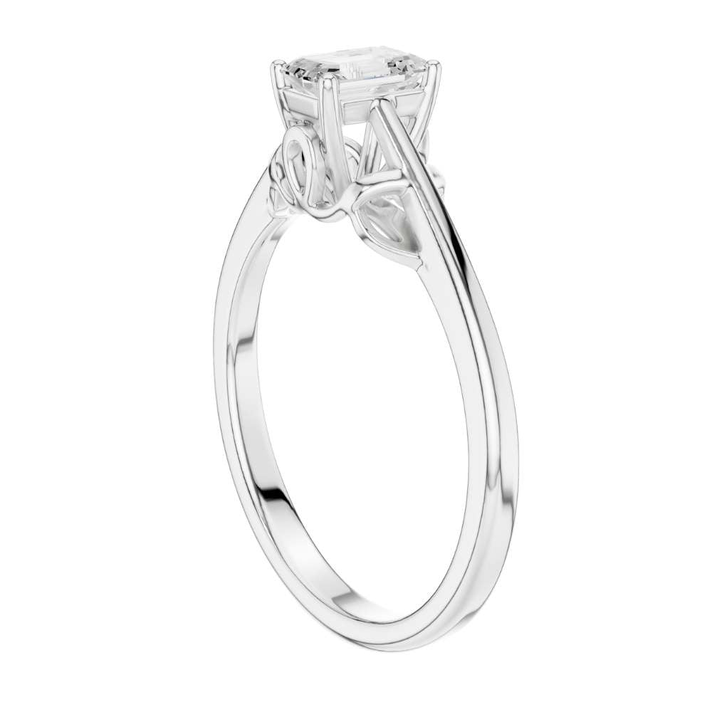 Emerald Cut Lab Diamond Solitaire Basket Ring - View 12