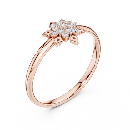 Snowflake Round Lab Diamond Cluster Anniversary Ring - View 3