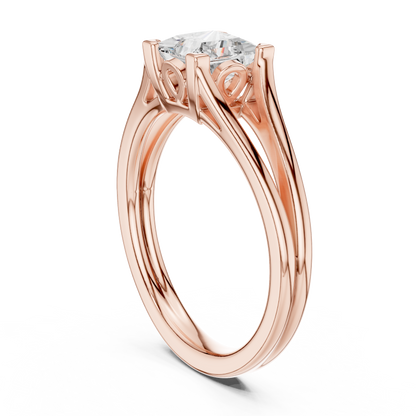 Princess Cut Lab Diamond Split Shank Solitaire Engagement Ring - View 6