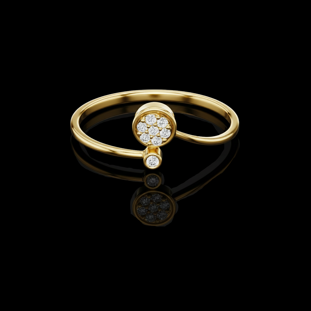 Round Lab Diamond Bezel Set Cluster Anniversary Ring