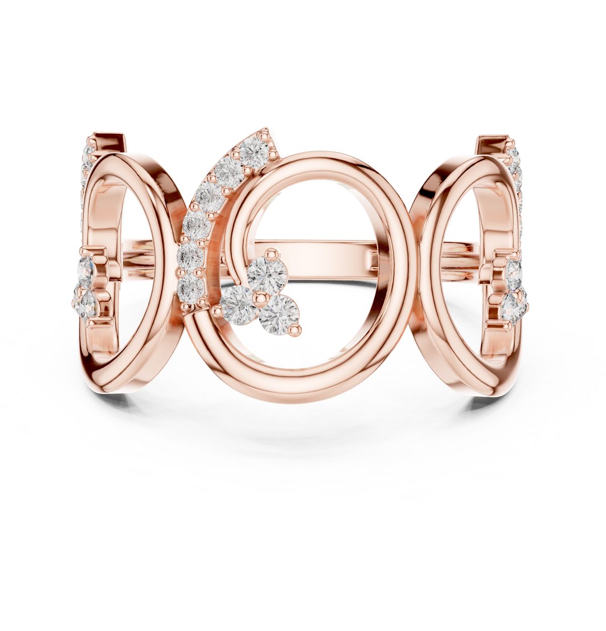 Open Circle Pavé Round Lab Diamond Geometric Statement Ring - View 2
