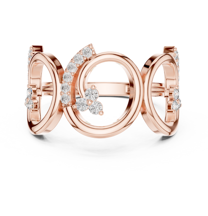 Open Circle Pavé Round Lab Diamond Geometric Statement Ring - View 2