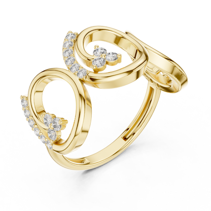 Open Circle Pavé Round Lab Diamond Geometric Statement Ring - View 4