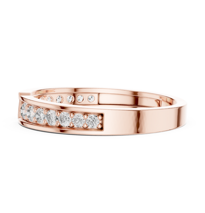 Round Cut Open Chevron Lab Diamond Stackable Wedding Band - View 8