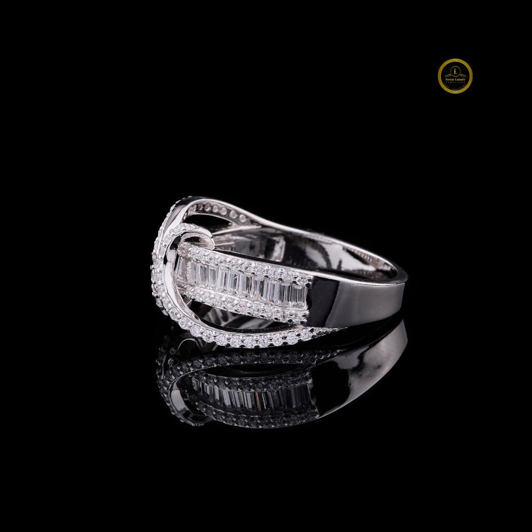 floral bypass baguette and round lab diamond anniversary band - view 4