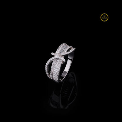 Floral Bypass Baguette and Round Lab Diamond Anniversary Band - View 2