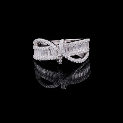 Floral Bypass Baguette and Round Lab Diamond Anniversary Band