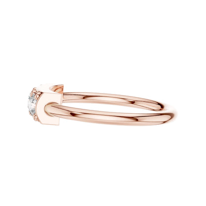 Round Three Stone Lab Diamond Minimalist Ring - View 8