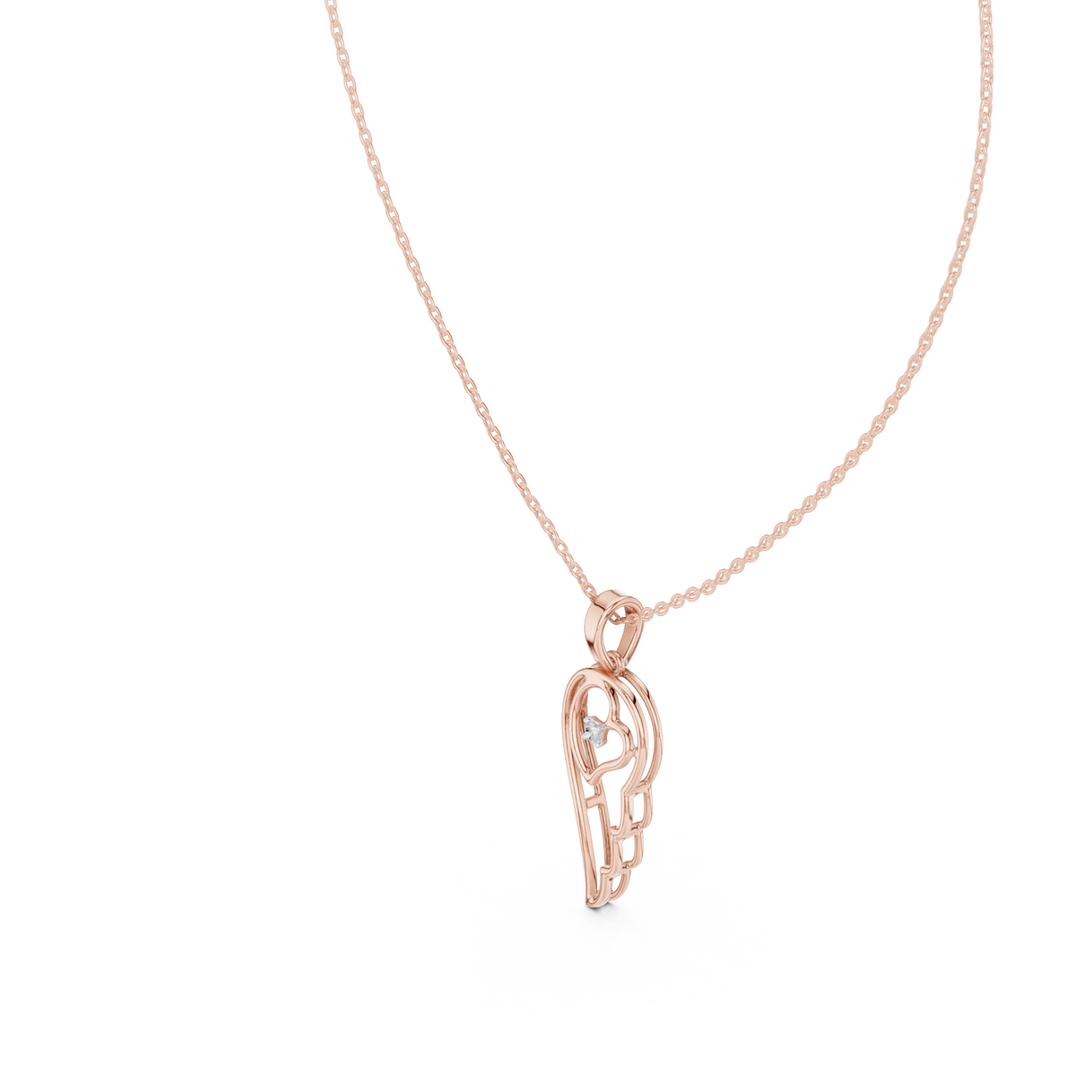 abstract spiritual silhouette charm pendant with round lab grown diamond - view 11