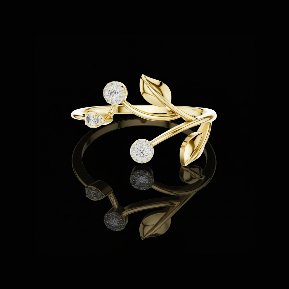 nature inspired leaf lab diamond ring