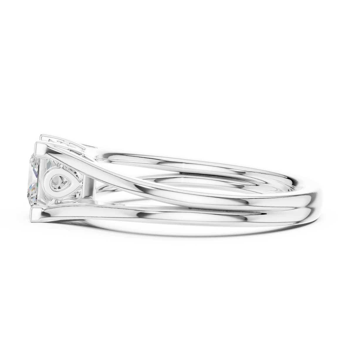 princess cut lab diamond split shank solitaire engagement ring - view 10